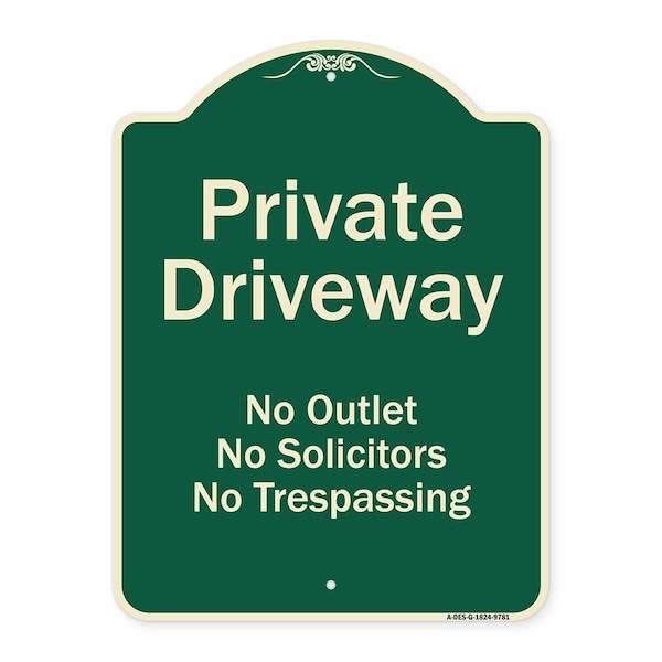 Signmission Designer Series-Private Driveway No Outlet Solicitors Or Trespassing, 24" H, G-1824-9781 A-DES-G-1824-9781 - main